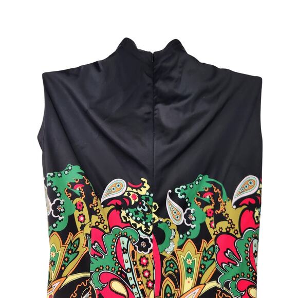 NWT Jude Connally Betty Festive Paisley Black Mock Neck Sleeveless Dress Women S - Picture 10 of 11